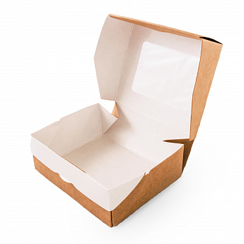 Коробка для печенья и пряников с окном, 100*80*40 мм, крафт