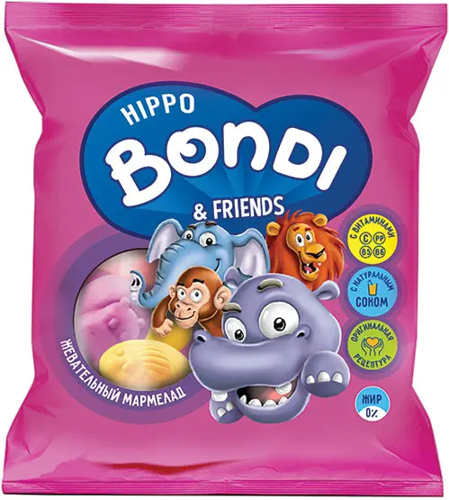 Мармелад жевательный «HIPPO BONDI & FRIENDS»,  в форме половинок животных, 100 гр
