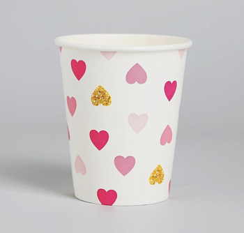 Стакан бумажный «Сердца», 250 мл, набор 10 шт