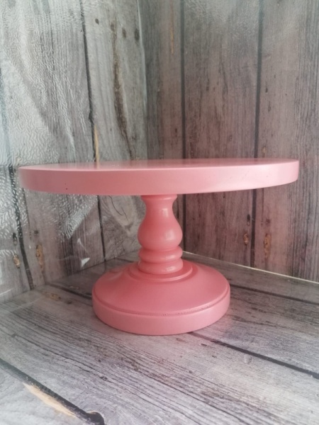 Тортовница деревянная, d-28 см, h-16 см, розовая