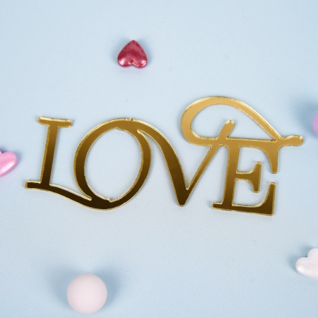 Акриловый топпер "Love" №4,  6,5 см, золото