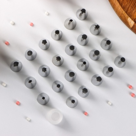 Набор насадок кондитерских Доляна, 24 шт, d=1,5 см, адаптер, насадки в ассортименте