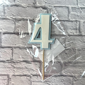 Цифра "4" из шоколадной глазури, 8 см, цвет голубой