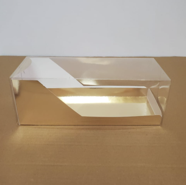 Коробка для рулета прозрачная, 300*110*110 мм, золото