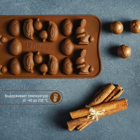 Форма для льда и кондитерских украшений Доляна «Зайцы, утки и яйца», 22×10,2×1,4 см, 14 ячеек