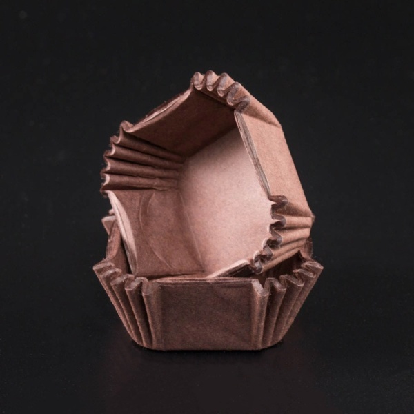 Капсула бумажная для конфет квадратная 35*35*22,5 мм, коричневая, 1 шт