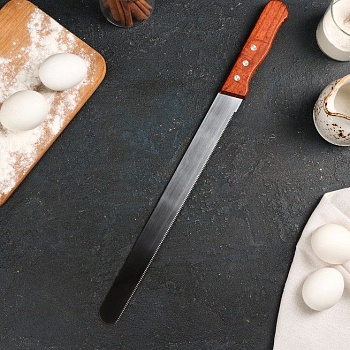 Нож для бисквита мелкие зубцы, ручка дерево, рабочая поверхность 30 см