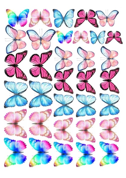 Бабочки разноцветные №5, картинка на сахарной бумаге