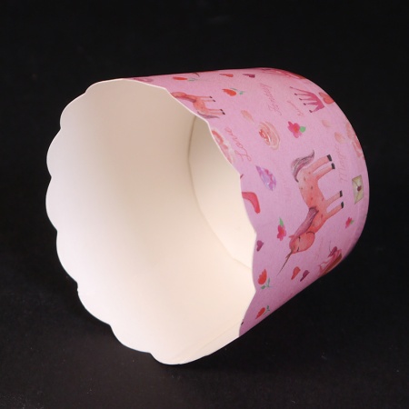 Бумажный стаканчик для кекса d50*45 мм, розовые с единорогом, 1 шт