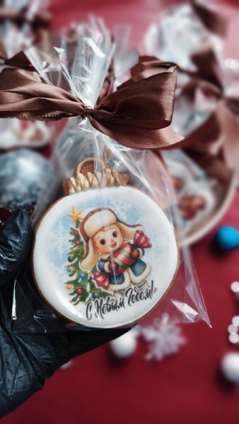 Пряник имбирный  "С Новым годом", 9 см, 1 шт