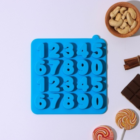 Форма для льда и шоколада «Цифры», 16×16×2 см, 20 ячеек, силикон