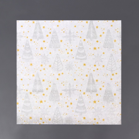 Бумага силиконизированная «Елки», серебрянные в листах, 18*18 см, набор 10 шт