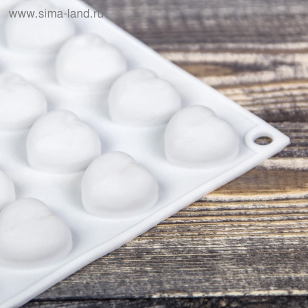 Форма для муссовых десертов и выпечки Доляна «Сердца», 29,7×17,3×1,5 см, 35 ячеек, 2,7×2,5 см