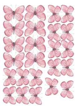 Бабочки розовые №7, картинка на сахарной бумаге