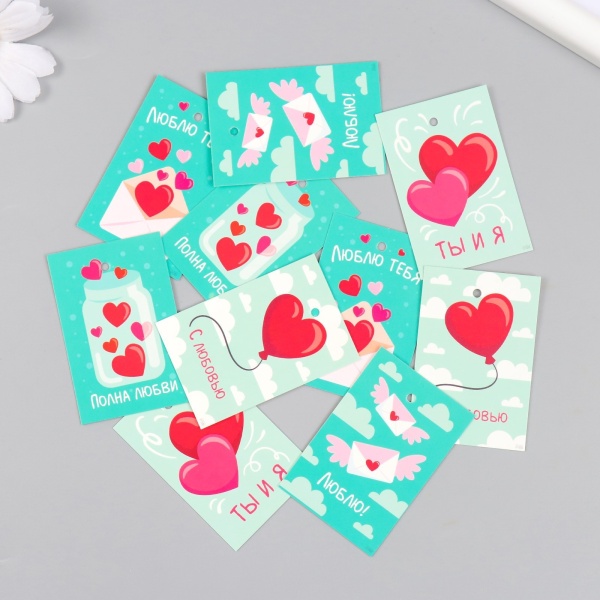 Бирка декоративная "Любовь" набор 10 шт (5 видов) 4х6 см