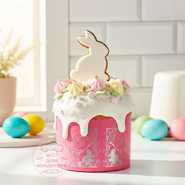 Форма бумажная для кулича на 300 гр ХВ Зайчата, d110*85 мм