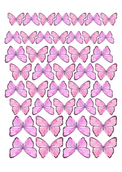 Бабочки розовые №5, картинка на сахарной бумаге