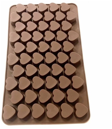 Форма для льда и шоколада Сердечки мини, 18*11 см, 55 ячеек  d=1,5 см