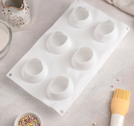 Форма для муссовых десертов и выпечки Доляна «Яблоко», 29×17×5,5 см, 6 ячеек, d=6 см