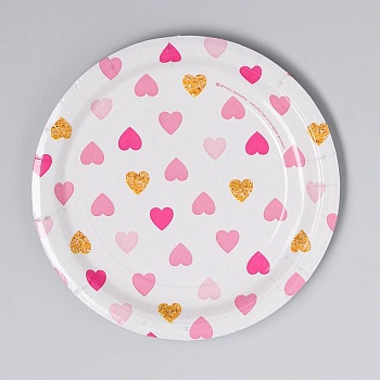 Тарелка бумажная «Сердца», набор 10 шт