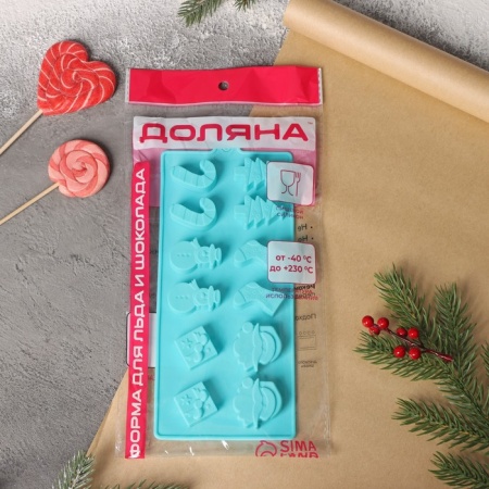 Форма для льда и шоколада «Новый год», 21,5×10 см, 12 ячеек