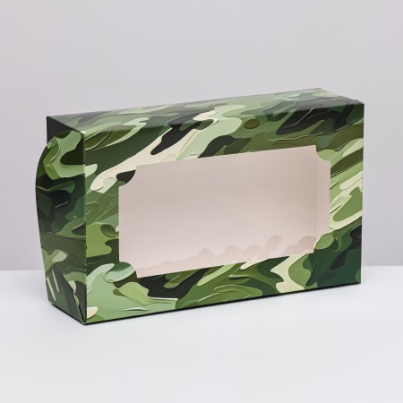 Коробка для зефира "С 23 февраля" с окном 250*150*70 мм