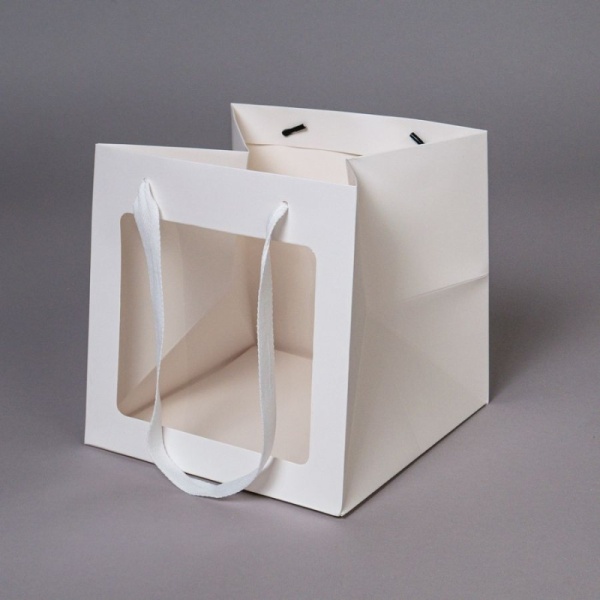 Пакет для торта с окном и квадратным дном 30х30х30 см, белый