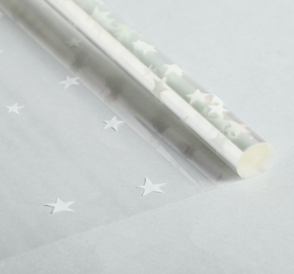 Плёнка глянцевая «Звёзды», белый, 200 г, 1 м