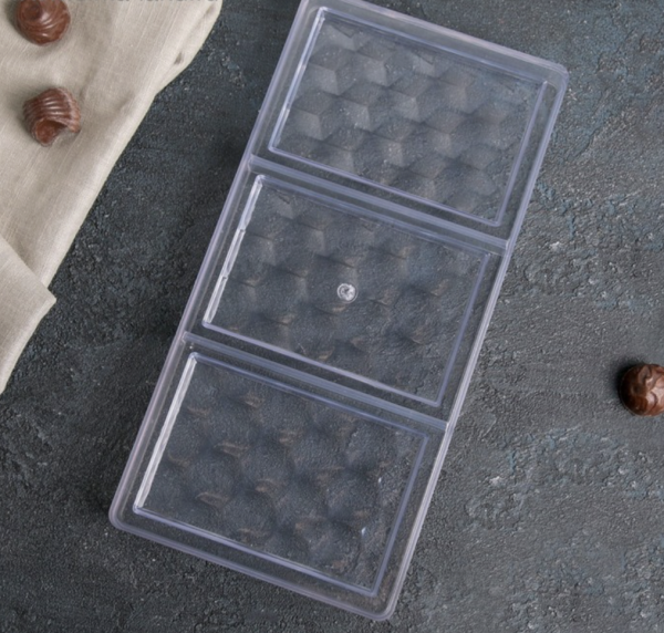 Форма поликарбонатная «Плитка шоколада», 3 ячейки, 27,4×13,5×2,5 см