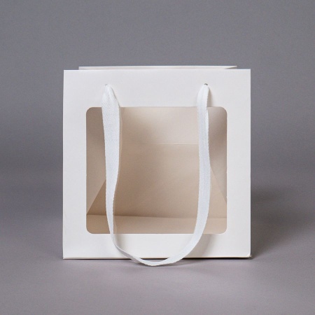 Пакет для торта с окном и квадратным дном 25х25х25 см, белый