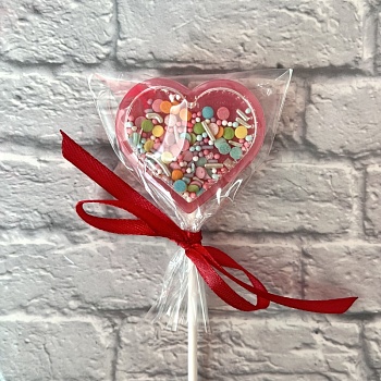 Леденец из изомальта "Погремушка", Сердце, 4 см