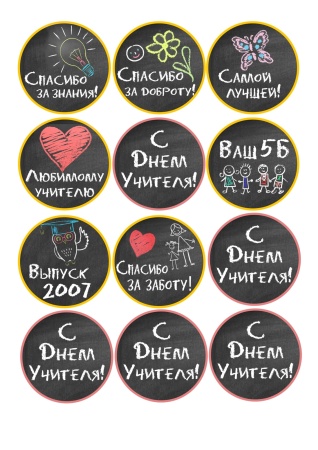 Капкейки учителю №6, картинка на сахарной бумаге