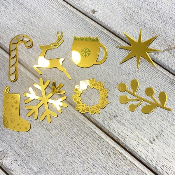 Набор акриловых «Новогодний набор №1», 8 шт, золото