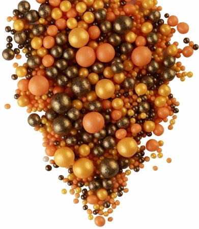 Взорванные зёрна риса №120 "Жемчуг оранжевый, золото, бронза 3-10 мм", 50 гр