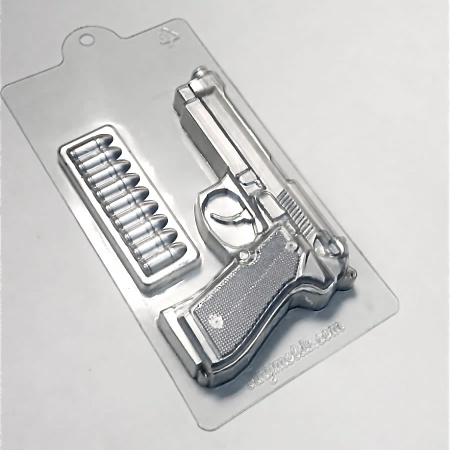 Форма пластиковая для шоколада "Пистолет и патронташ"