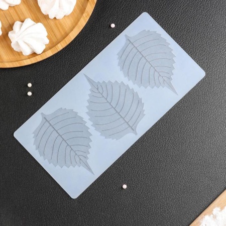 Силиконовый мат для отливки шоколада "Тополиный лист", 3 ячейки, 23×11×0,3 см