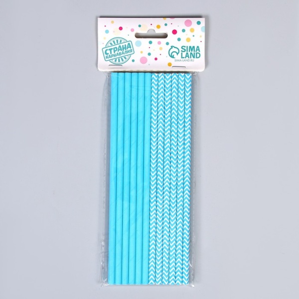 Трубочки для коктейля «Ассорти», набор 12 шт., цвет голубой