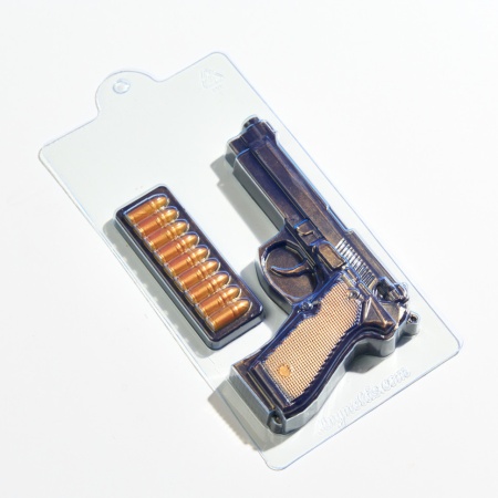 Форма пластиковая для шоколада "Пистолет и патронташ"