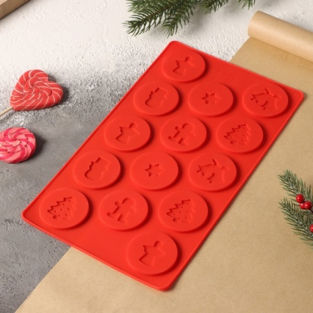 Форма для льда и шоколада «Новогодние кружочки», 29,8×17,5 см, 14 ячеек (d=5 см)