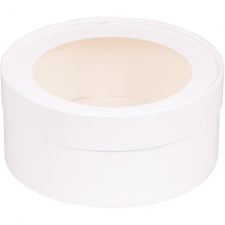 Коробка круглая с окном 16*7 см, белая