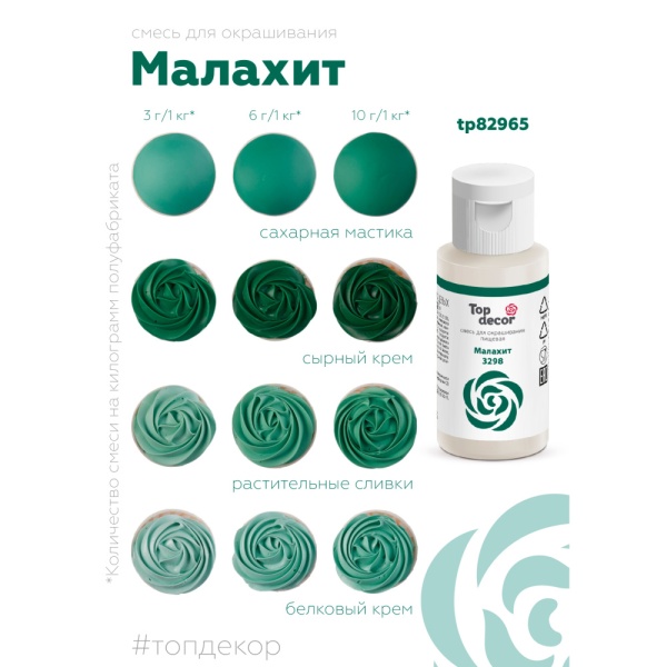 Краситель водорастворимый Топдекор, Малахит, 30 мл