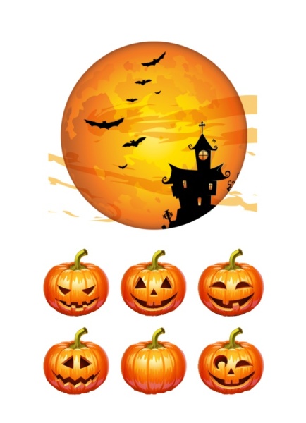 Хэллоуин тыквы №2, картинка на сахарной бумаге