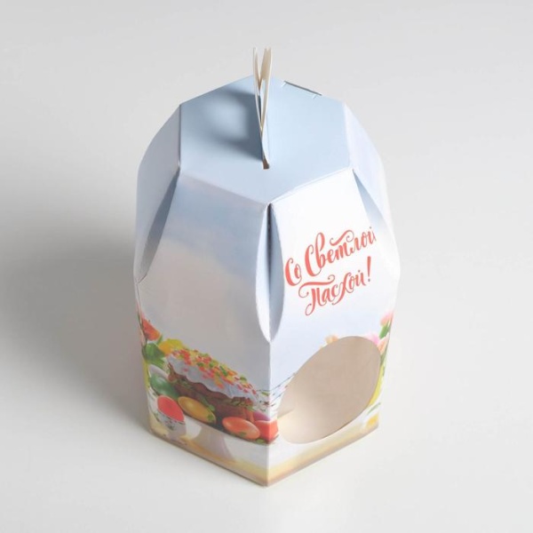 Коробка для кулича с окном «Со Светлой Пасхой», 16,5 × 14,5 × 21 см