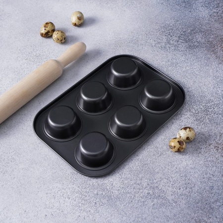 Форма для выпечки Доляна «Жаклин», 26×17×3 см, 6 ячеек, антипригарное покрытие