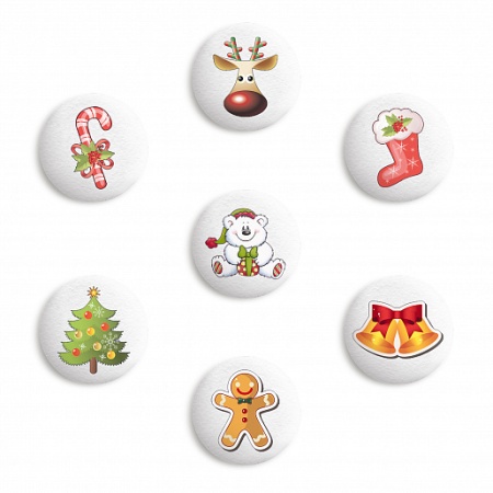 Сахарные фигурки медальоны Новогодние игрушки, 5 шт