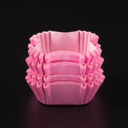 Капсула бумажная для конфет квадратная 43*43*24 мм, розовая, 1 шт