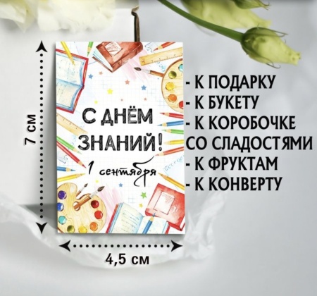 Мини-открытки "С Днем знаний", набор 25 шт, 4,5 х 7 см