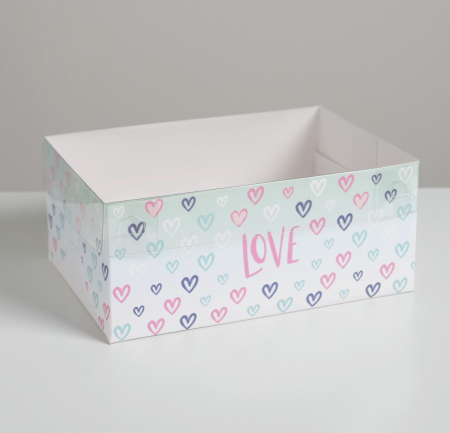 Коробка для 6 капкейков с пластиковой крышкой «Love»