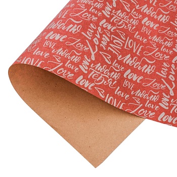 Бумага упаковочная крафтовая «Слова любви», 50 × 70 см