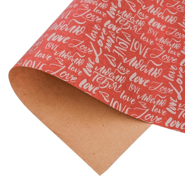 Бумага упаковочная крафтовая «Слова любви», 50 × 70 см